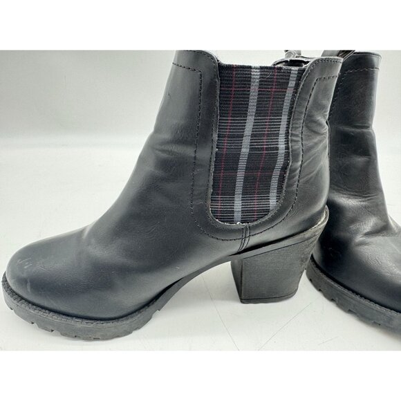 Zigi Soho Womens Heeled Y2K Ankle Boots Black Plaid Elastic Panel Pull On 7.5 - Picture 7 of 10